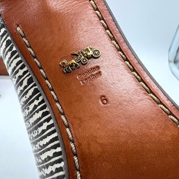 COACH Heels Womens 6 Black White Beadchain Pump in Snakeskin Leather Stiletto - Picture 11 of 12